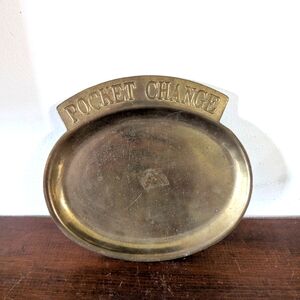 Brass Pocket Change Tray Vintage Paperweight Table Decor Victorian Style Design